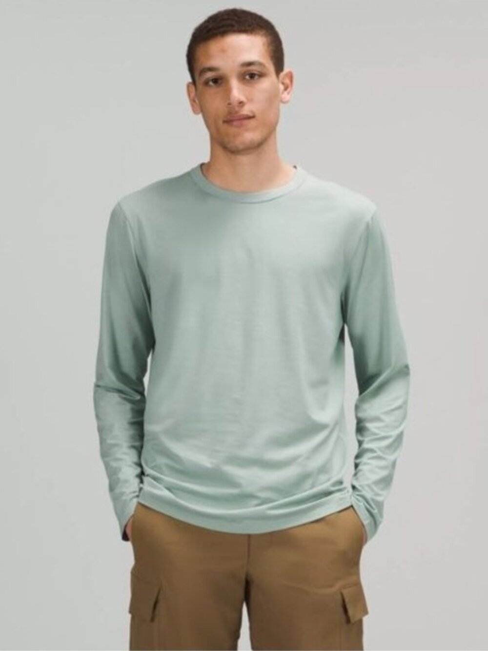 LULULEMON The Fundamental Long Sleeve Shirt In Silver Blue S/M